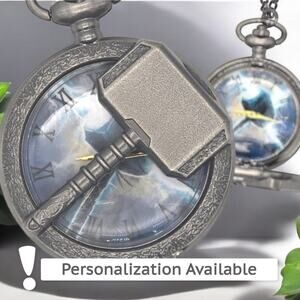 Thor Pocket Watch - Marvel Comics Hammer Gift Comic Fan Birthday Christmas Movie
